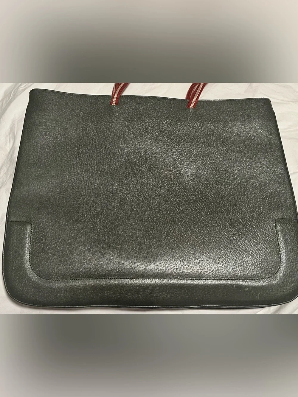 Bally Black Leather Tote Bag with Red Strap Accents
